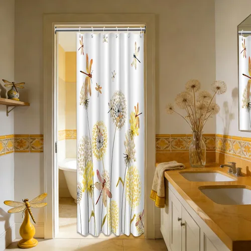 Miniatura 111 de Cortina de ducha floral para primavera y verano, flores silvestres, flores y mariposas, decoración de baño, tela impermeable con ganchos, 70