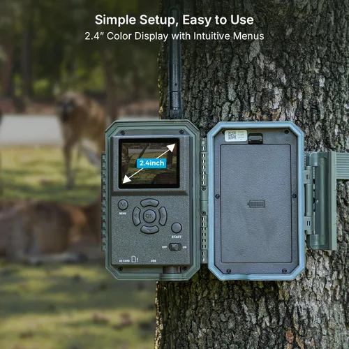 Miniatura 4 de Meidase Trail Camera P80 Pro WiFi Bluetooth (no celular), sensibilidad a la luz súper baja, ángulo de visión de 110°, cámara de juego de 48MP 1296p