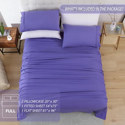 Miniatura 6 de Whitney Home Textile Sábanas de cama tamaño completo, sábanas de hotel de microfibra suave tamaño completo, bolsillo extra profundo, juego de Peri
