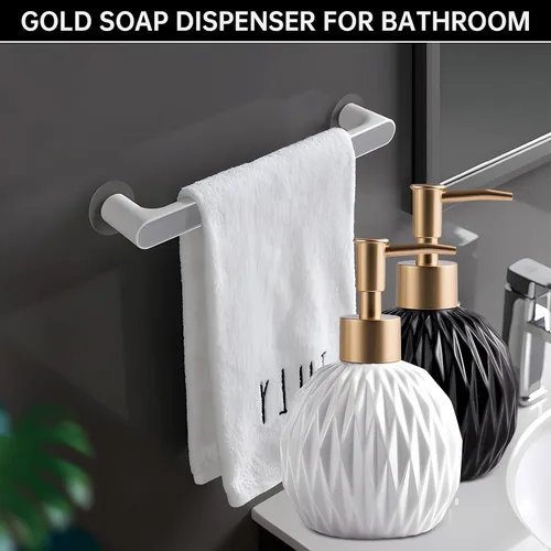 Miniatura 4 de Ceramics - Dispensador de jabón dorado para baño, dispensador de jabón de alivio para fregadero de cocina, botella de jabón líquido recargable