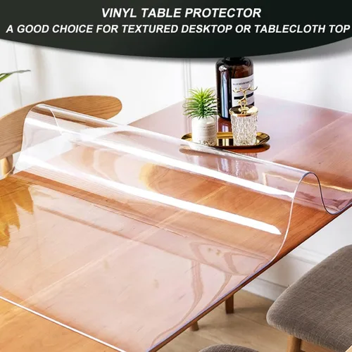 Miniatura 2 de Protección de mesa de PVC transparente de varios tamaños para mesa de comedor pequeña, resistente al calor, impermeable, tapete de computadora