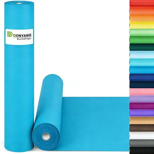 Miniatura 15 de Papel de regalo marrón, rollo de papel kraft, papel decorativo para manualidades de 15 x 450 pulgadas, papel de embalaje para suministros de envío