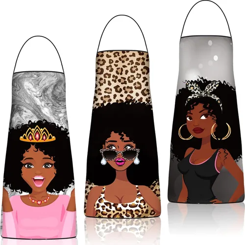 Eurzom 3 delantales africanos para mujer, delantales impermeables afroamericanos, delantales de arte impreso, para mujeres negras, regalos del día