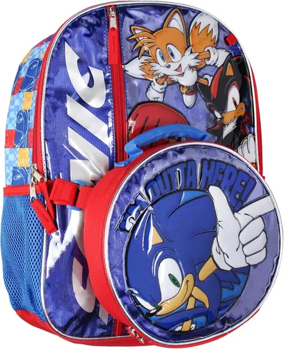 Miniatura 2 de AI ACCESSORY INNOVATIONS Sonic The Hedgehog - Mochila de 16 pulgadas de moldeado rápido, bolsa de cincha, juego de 5 piezas