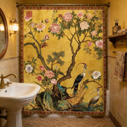 Miniatura 15 de Cortina de ducha de baño con diseño de flores de leopardo y rosas, 60 pulgadas de ancho por 71 pulgadas de alto, color marrón, marrón, marrón