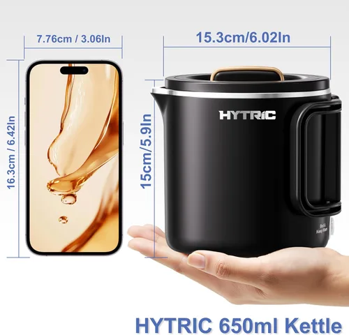 Miniatura 3 de HYTRIC Hervidor Eléctrico de Viaje, Hervidor Pequeño Plegable de 650ML, Hervidor de Agua Portátil con Control de Energía Dual, Hervidor de Acero