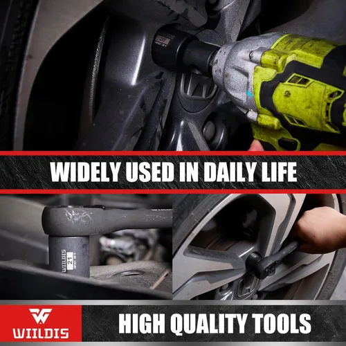 Miniatura 8 de WIILDIS Juego de llaves de impacto de 26 piezas con accionamiento de 3/8 pulgadas SAE y métrico, SAE 5/16” a 7/8”, métrico 7mm a 22mm, acero Cr-V