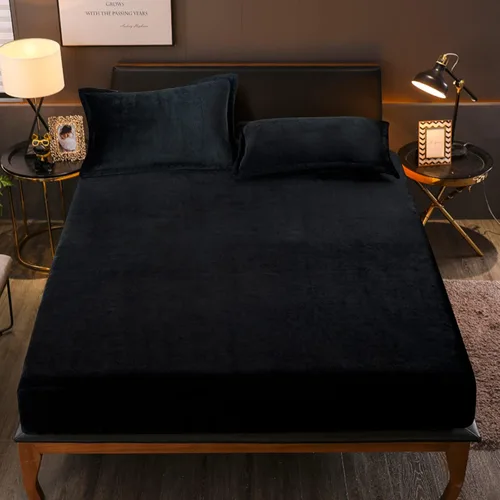 Miniatura 4 de Sábana bajera de terciopelo tamaño individual, sábana bajera de franela de felpa ultra suave y mullida con bolsillo profundo de 15 pulgadas