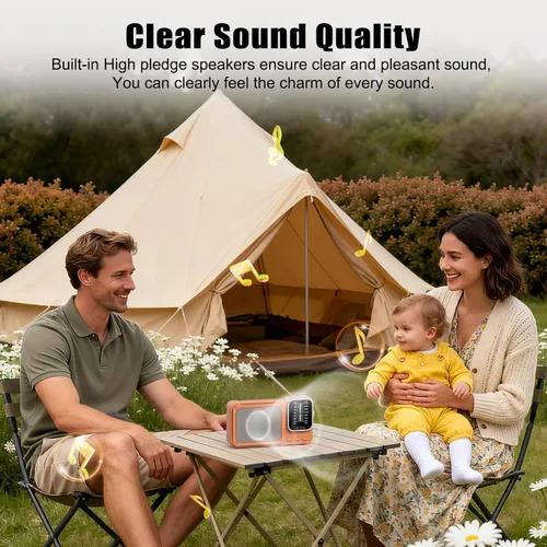 Miniatura 3 de Goodes Radio portátil AM FM con la mejor recepción, radios de transistor Bluetooth con ranura para tarjeta TF, luz LED y conector para auriculares