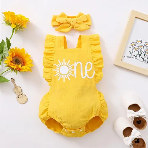 Miniatura 9 de Shalofer Traje de primer cumpleaños para bebé niña con diadema
