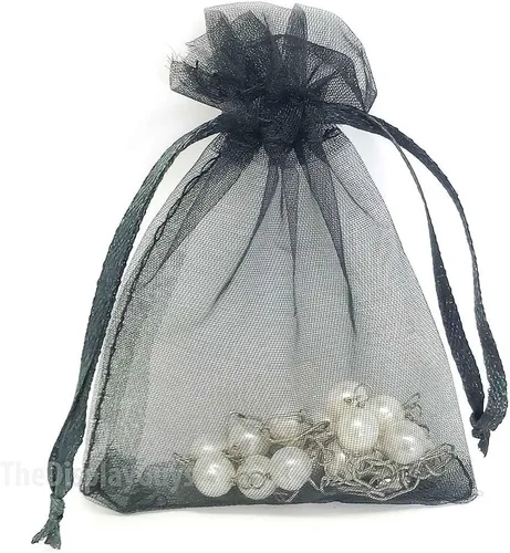 Miniatura 5 de TheDisplayGuys - Paquete de 48 bolsas de regalo de organza transparente negra de 2 x 2-3/4 pulgadas con cordón, bolsas de regalo para joyas, bolsas