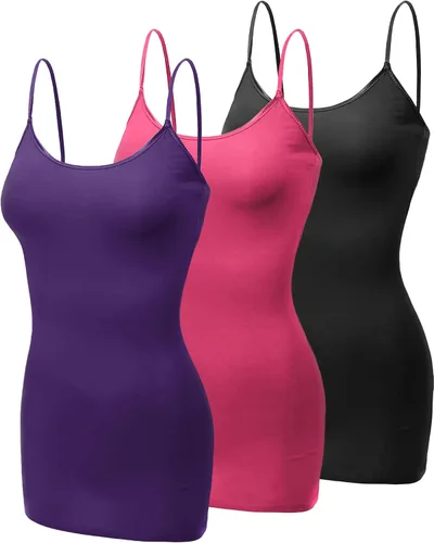 Miniatura 241 de Emmalise Camisola larga casual básica para mujer, con tirantes ajustables, top en capas