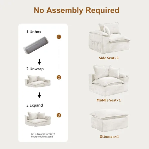 Miniatura 7 de Korser Sofás seccionales de 108 pulgadas para sala de estar, sofá modular sin hueso con asiento profundo y cojín esponjoso, acogedor sofá acolchado