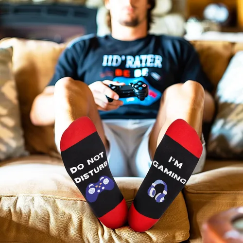 Miniatura 33 de AGRIMONY Calcetines divertidos con texto en inglés «Do Not Disturb Gaming» para hombres, mujeres, adolescentes, niños, Pascua, padres, cumpleaños