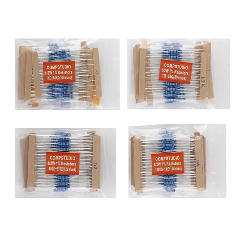 Miniatura 2 de 1/2W 1% 40 valores 400 piezas Kit surtido de resistencias 1/2 vatios Resistencia fija de película metálica Paquete variado de resistencias fijas