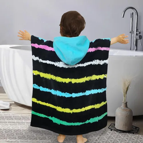 Miniatura 5 de VOOVA & MOVAS Toallas de baño con capucha para niños pequeños (2-6 años), toalla de poncho con capucha de algodón suave y absorbente para niños