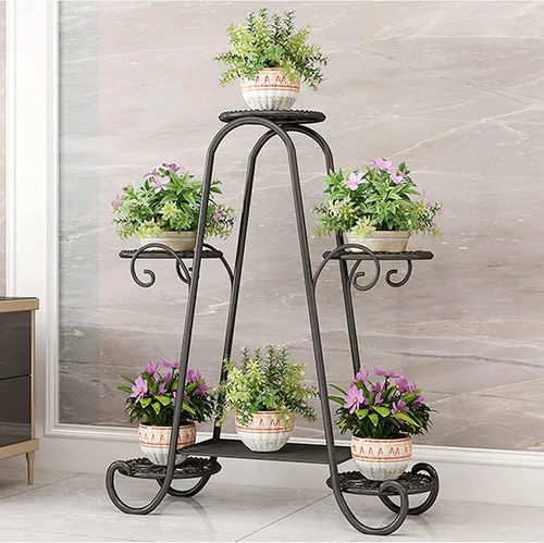 Miniatura 5 de CarolynDesign Soporte de metal de 6 niveles para plantas para interiores y exteriores, estante para múltiples macetas para sala de estar, patio