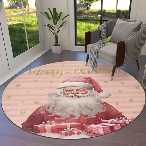 Miniatura 7 de Alfombra redonda de muñeco de nieve rojo de 3 pies, lavable para interiores y exteriores, para dormitorio, cocina, baño, sala de estar, comedor