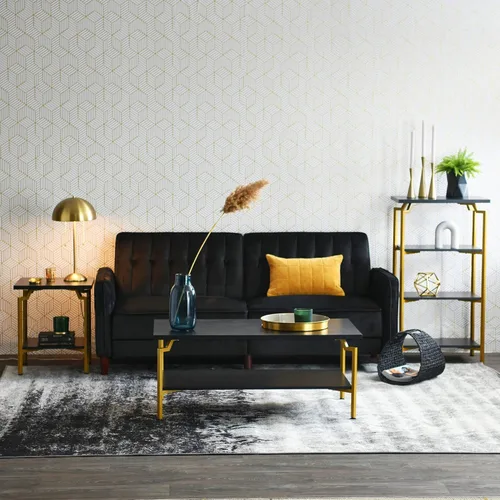 Miniatura 4 de Household Essentials Mesa de centro rectangular de hierro negro y oro