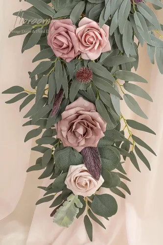 Miniatura 6 de Floroom Guirnalda de eucalipto artificial de 6 pies con flores, guirnalda de vid floral sintética para decoración de mesa, centros de mesa de boda