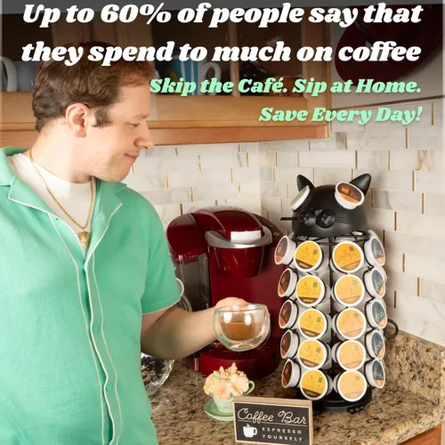 Miniatura 5 de Made Easy Kit - Organizador de almacenamiento en carrusel de 360 cápsulas de café, compatible con cápsulas Keurig K-Pods K-Cups, organizador de Gato