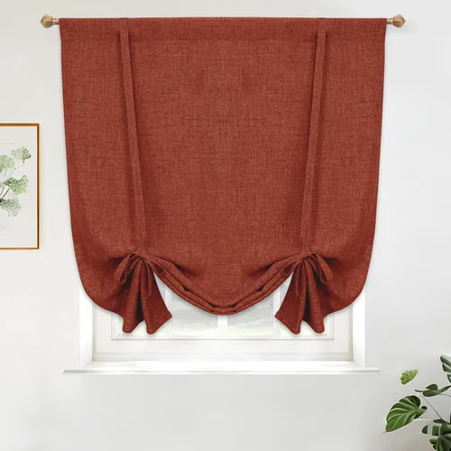 Miniatura 51 de DriftAway - Cortinas de Lino con Doble Capa, Blackout, de Atar, con Aislaje Térmico, Totalmente Forradas, Estilo Globo Romano, para Baño, con Lino