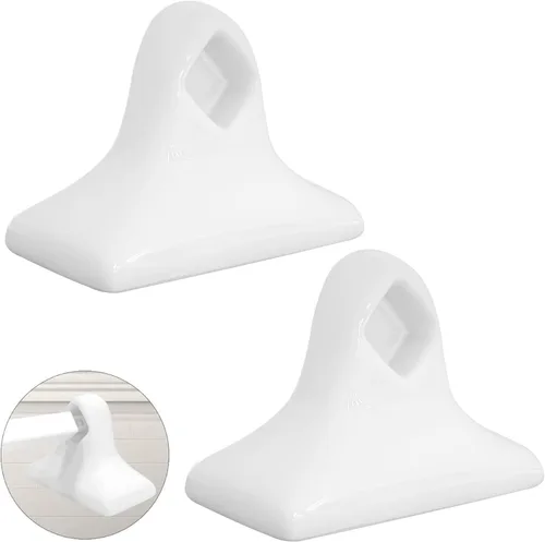 2 paquetes de soportes de toalla de porcelana de cerámica blanca – Vintage Retro de mediados de siglo moderno de pared / azulejos soporte de toalla