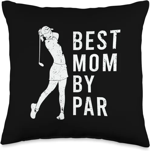 Funny Best Mom By Par Tee Mom Mothers Day Best Par - Cojín retro divertido para el día de la madre, para amantes del golf, 16 x 16 pulgadas,