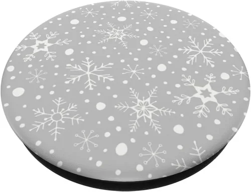 Miniatura 2 de Patrón de copos de nieve grises para invierno, Navidad, vacaciones, nieve, PopSockets intercambiables