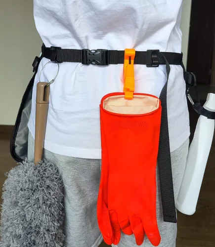 Miniatura 6 de Bafelia Delantal de limpieza impermeable con 7 bolsillos, suministros de limpieza para el hogar, delantal de criada ligero y duradero Girasol