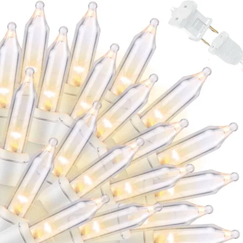 Miniatura 14 de LAMPHOME Cadena de luces navideñas, juego de 100 mini luces incandescentes para uso en interiores y exteriores (Amarillo)