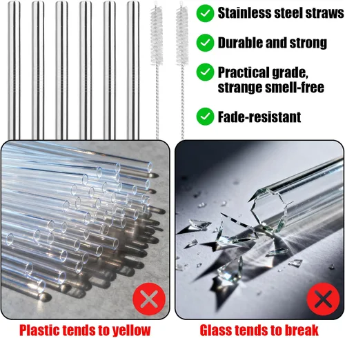 Miniatura 5 de 6 popotes de repuesto para Owala de 40 onzas, popote de acero inoxidable para botella de agua con 2 cepillos de limpieza compatibles con vaso Owala