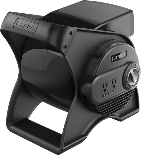 Miniatura 9 de Lasko Ventilador utilitario portátil, ventilador giratorio de alta velocidad de 12 pulgadas, 289 CFM, 3 velocidades, 2 salidas de accesorios de 120
