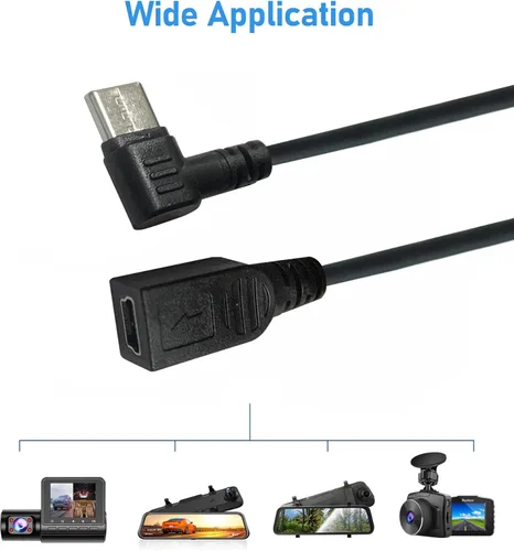 Miniatura 3 de Adaptador USB-C macho a mini USB hembra, convertidor de 90 grados para kit de cableado de cámara de tablero y más dispositivos USB (solo para carga)