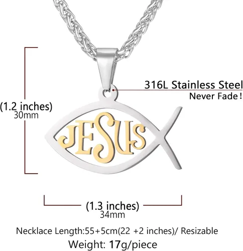 Miniatura 5 de U7 Colgante de cruz ortodoxa rusamanos rezandosigno de Ichthys para hombres y mujeres, acero inoxidable chapado en oro de 18K, collar religioso