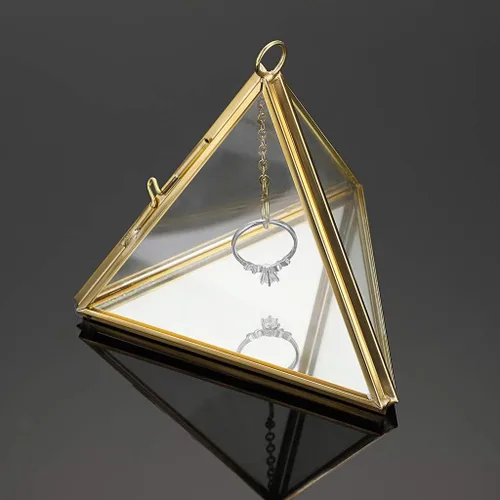 Miniatura 8 de Hipiwe Soporte de exhibición de anillos de joyería, soporte de anillo de cristal, caja de joyería geométrica de cristal, caja de regalo para anillos