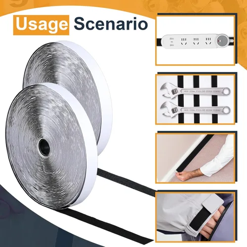 Miniatura 5 de Maitys 4 rollos de cinta autoadhesiva resistente de nailon con parte trasera adhesiva fuerte para manualidades, tiras alternativas para colgar