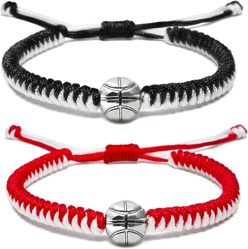 Miniatura 6 de Pulseras de baloncesto MANYC ajustables para niños, niñas y adultos, regalos hechos a mano para jugadores de baloncesto