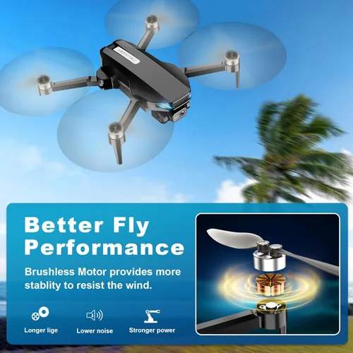 Miniatura 7 de Drone GPS con cámara para adultos, 2K HD FPV Drone con retorno automático, sígueme, vuelo circular, vuelo de punto de referencia, vuelo estable