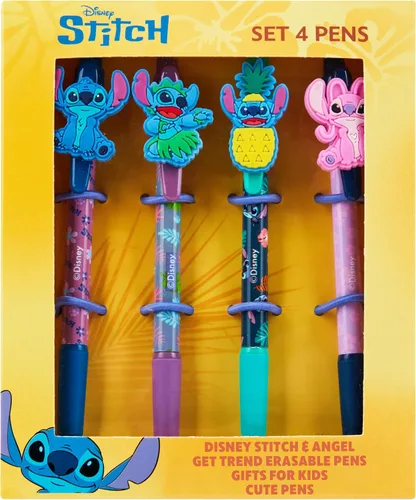 Disney Bolígrafos 4 bonitos bolígrafos con adorables puntadas, bonitos bolígrafos para diario, dibujo o trabajo escolar, bonitos bolígrafos para
