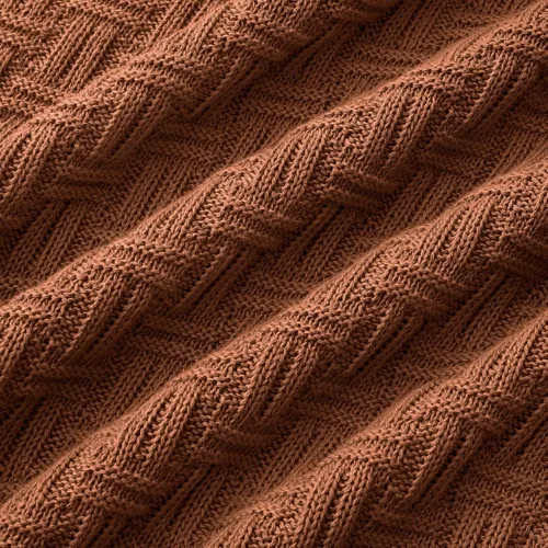 Miniatura 7 de TREELY Manta de Punto de Algodón 100% Manta Cobertor para Sofá (50 x 60 pulgadas, marrón)