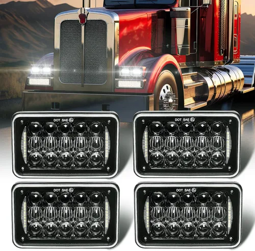 Faros delanteros LED rectangulares de repuesto aprobados por DOT de 60 W, 4 x 6 pulgadas, H4651 H4652 H4656 H4666 H6545 con luz blanca que se