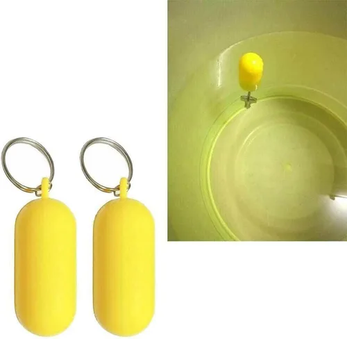 Miniatura 2 de BRAVECOW 5 llaveros flotantes de barco de 2.68 x 0.98 pulgadas, diseño de boya amarilla, forma ovalada, llavero flotante de plástico, accesorio