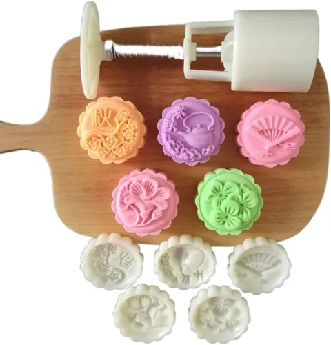 Miniatura 13 de Molde de pastel de luna para festival de mediados de otoño, herramienta de pastelería DIY, moldes de pastel de luna a presión de mano, postigos
