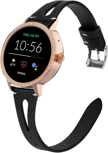 YOUkei - Correa compatible con Fossil Women Gen 5E, correa delgada de cuero vintage de 0.71 pulgadas de repuesto para mujer, hombre, accesorios de
