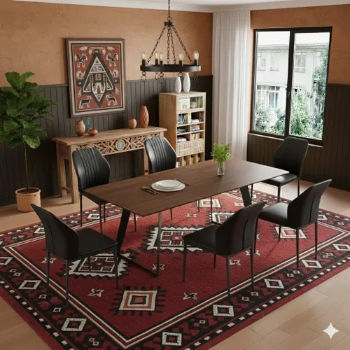 Miniatura 31 de ZckyCine Mesa de Comedor Moderna de Mediados de Siglo y Sillas para 4 Rectangular de Madera Expandible que Ahorra Espacio Multifuncional Marrón