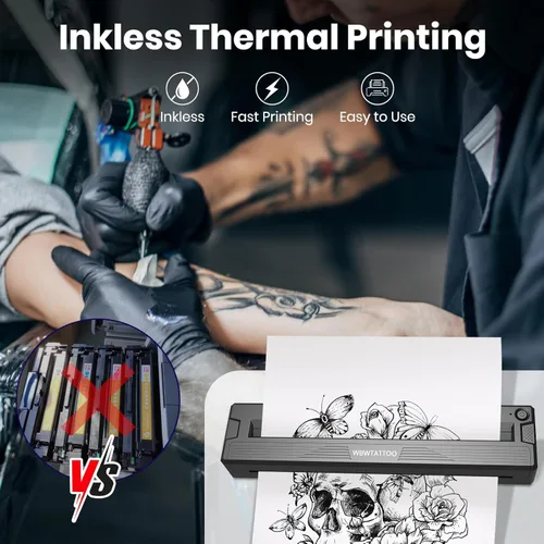 Miniatura 2 de Máquina impresora de plantillas de tatuajes recién actualizada 2026, para artistas de tatuajes y principiantes, impresora Bluetooth inalámbrica