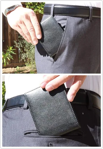 Miniatura 5 de KALMOR Cartera de cuero plegable con bloqueo RFID para hombre con ventana de identificación