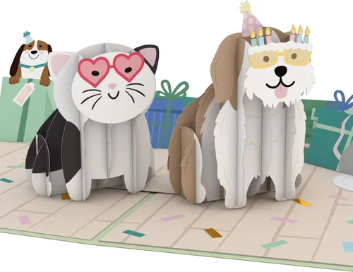 Lovepop Tarjeta desplegable de cumpleaños para ella, él, hombres, mujeres, tarjetas de felicitación de animales 3D, cumpleaños, 5 x 7 pulgadas,
