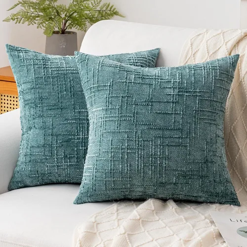 Miniatura 24 de Fundas de almohada decorativas de 18 x 18 pulgadas, juego de 4, suaves, sólidas, de estilo granja, fundas de almohada de chenilla para sofá, fundas